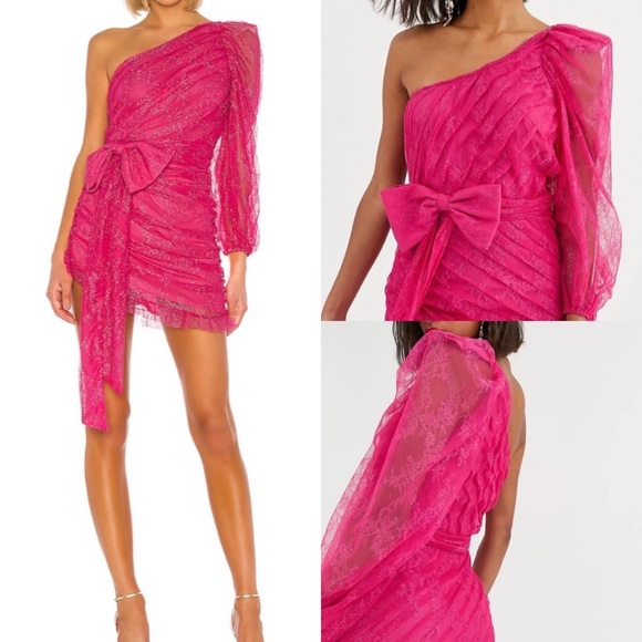 For Love & Lemons Dynasty One Shoulder Dress Medium Size 8 Excellent Condition - Picture 2 of 14